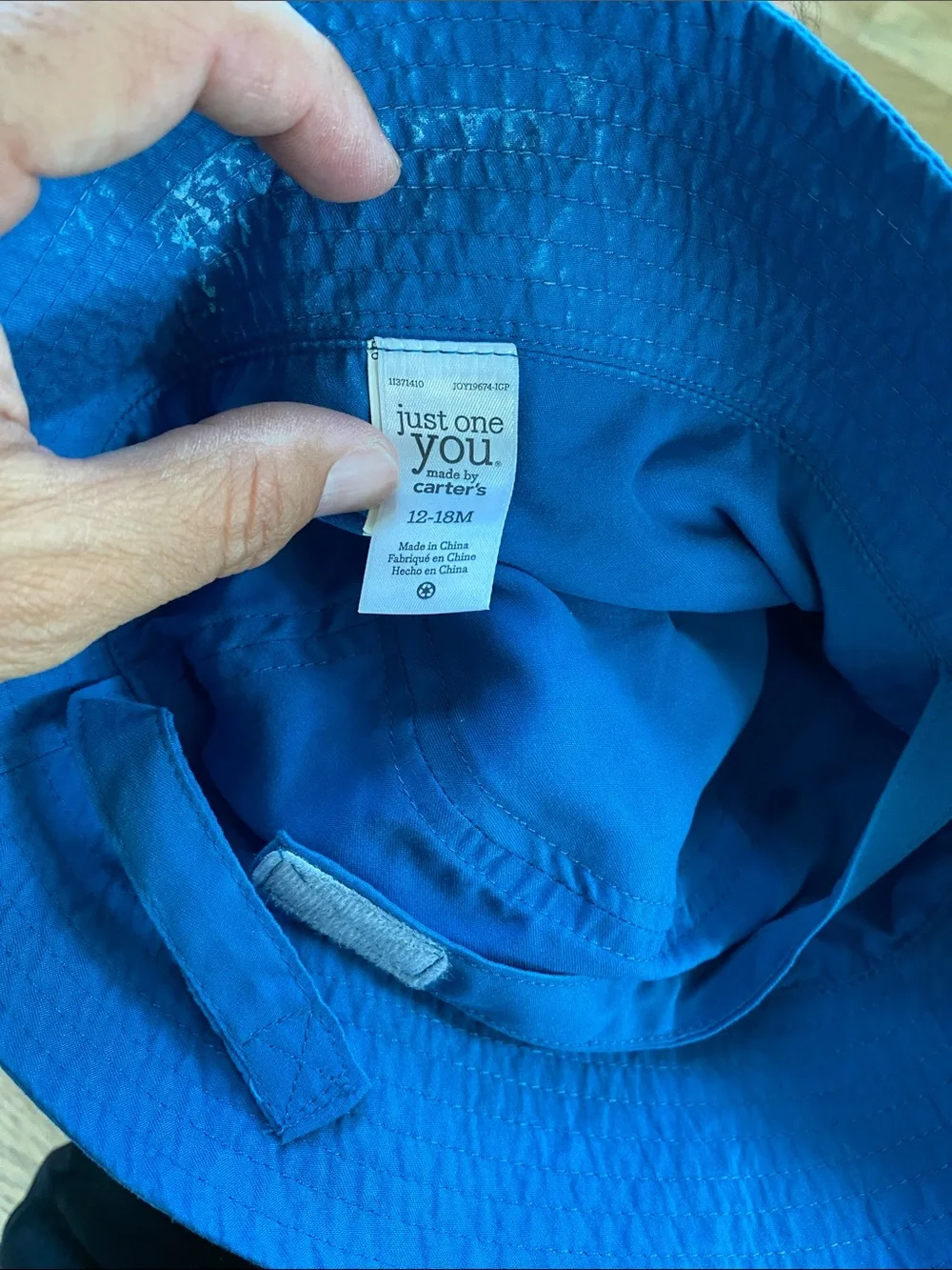 Carter’s 12-18M Blue Shark Face Bucket Hat with Chin Straps